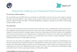 ClearVue Investment Tax Credit Update
