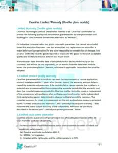 ClearVue Limited Warranty Double Glass Module