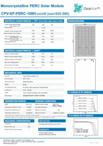 ClearVue Monocrystalline PERC Solar Module CPV-SP-PERC-108H-xxxW (355-365)