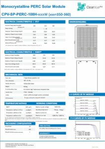 ClearVue Monocrystalline PERC Solar Module CPV-SP-PERC-108H-xxxW