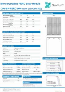 ClearVue Monocrystalline PERC Solar Module CPV-SP-PERC-90H-xxxW (290-300)